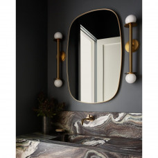 Зеркало неправильной формы в металлической раме Вейл Брашированная латунь 