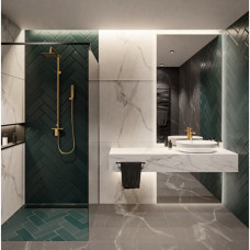 Прямоугольное большое зеркало с задней подсветкой в полный рост из двух частей с вырезом для раковины, консоли, шкафа F050 
