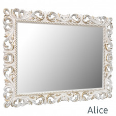 Зеркало в ванную настенное в раме  Alice Белое с золотом 